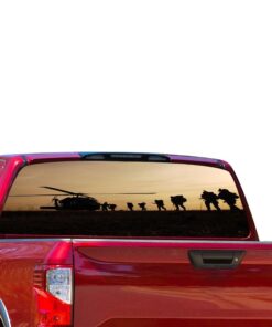 Helicopter Army Perforated for Nissan Titan decal 2012 - Present