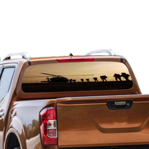 Helicopter Army Rear Window Perforated for Nissan Navara decal 2012 - Present