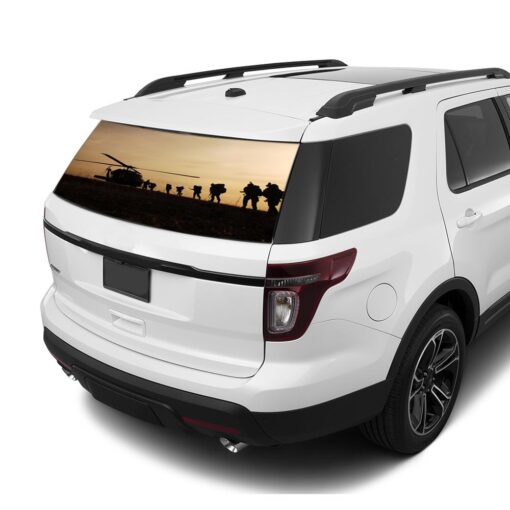 Army Helicopter Rear Window Perforated For Ford Explorer Decal 2011 - Present