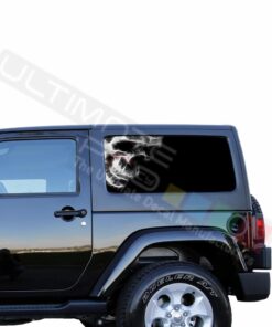 Rear Window Black Skull Perforated for Jeep Wrangler JL, JK decal 2007 - Present