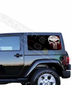 Rear Window Punisher Skull Perforated for Jeep Wrangler JL, JK decal 2007 - Present