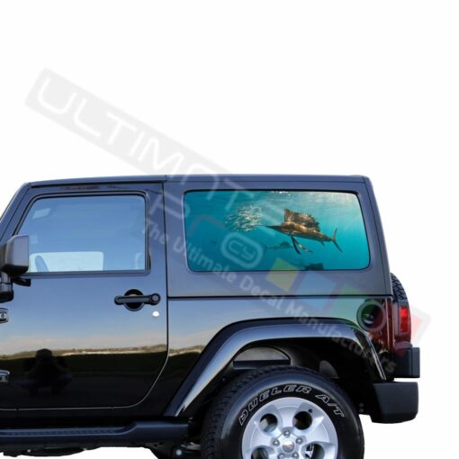 Rear Window Fishing Perforated for Jeep Wrangler JL, JK decal 2007 - Present