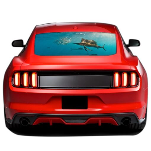 Fishing 2 Perforated Sticker for Ford Mustang decal 2015 - Present