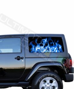 Rear Window Blue Flames Perforated for Jeep Wrangler JL, JK decal 2007 - Present