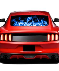 Blue Fire Perforated Sticker for Ford Mustang decal 2015 - Present