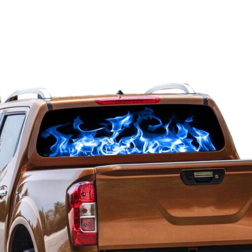 Blue Fire Rear Window Perforated for Nissan Navara decal 2012 - Present