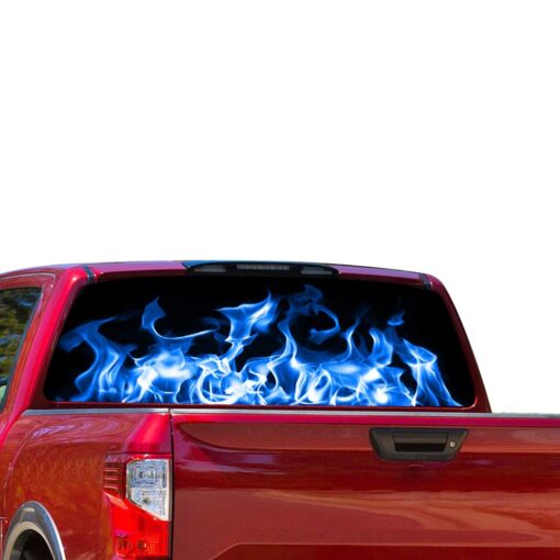 Blue Flames Perforated for Nissan Titan decal 2012 - Present