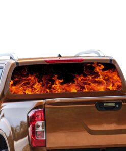 Flames Rear Window Perforated for Nissan Navara decal 2012 - Present