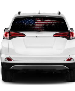 USA Flag Eagle Rear Window Perforated for Toyota RAV4 decal 2013 - Present