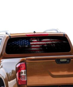 USA Flag Eagle Rear Window Perforated for Nissan Navara decal 2012 - Present