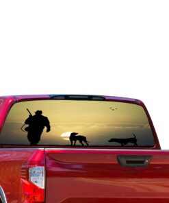 Hunting with Dog Perforated for Nissan Titan decal 2012 - Present
