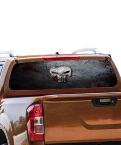 Punisher Skull Rear Window Perforated for Nissan Navara decal 2012 - Present