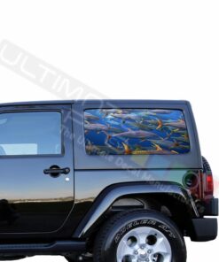 Rear Window Blue Sea Perforated for Jeep Wrangler JL, JK decal 2007 - Present