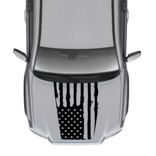 Hood USA Flag Sticker Graphic Compatible with Toyota Tundra 2007-Present