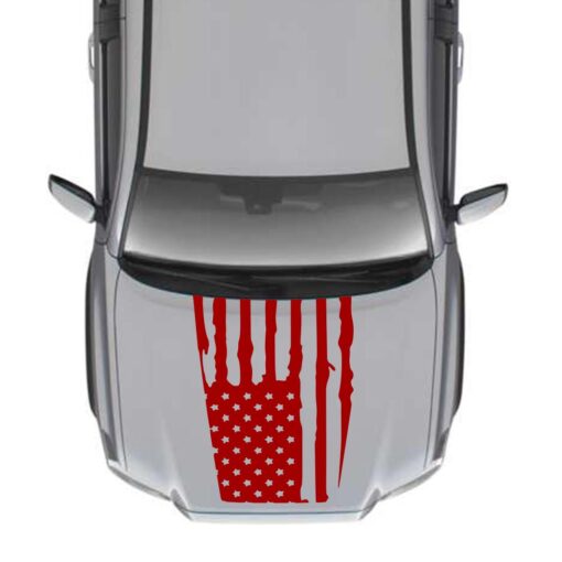 Hood Sticker USA Flag Vinyl Compatible with Toyota Tacoma 2004-Present