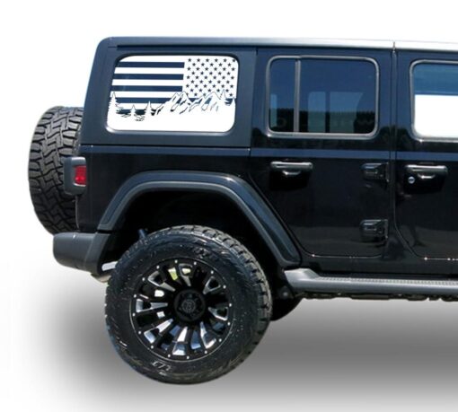 Decal USA Flag window sticker Compatible with Jeep JL Wrangler 2019-Present