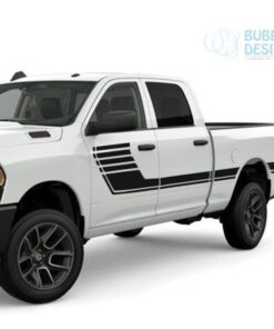 Big Hockey Side Stripes Decals Graphics Vinyl For Dodge Ram Crew Cab 2500 Black / 2019-Present Side