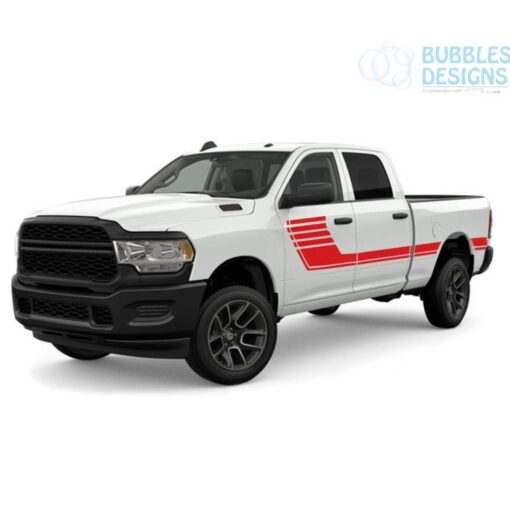 Big Hockey Side Stripes Decals Graphics Vinyl For Dodge Ram Crew Cab 2500 Red / 2019-Present Side