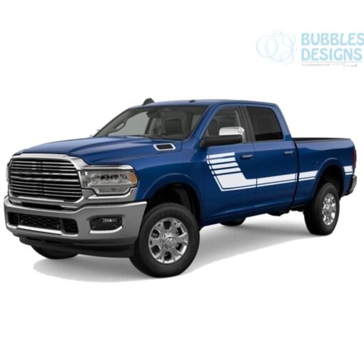 Big Hockey Side Stripes Decals Graphics Vinyl For Dodge Ram Crew Cab 2500 White / 2019-Present Side