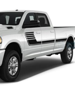 Big Hockey Stripes Decals Graphics Vinyl For Dodge Ram Crew Cab 3500 Bed 8 Black / 2019-Present Side