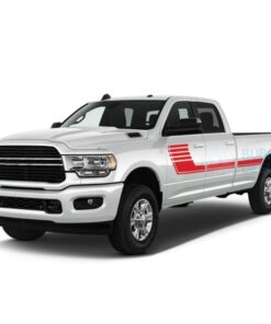 Big Hockey Stripes Decals Graphics Vinyl For Dodge Ram Crew Cab 3500 Bed 8 Red / 2019-Present Side