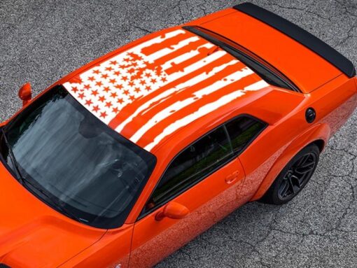 Roof Banner American Flag Style Decal Dodge Challenger US Flag Sticker