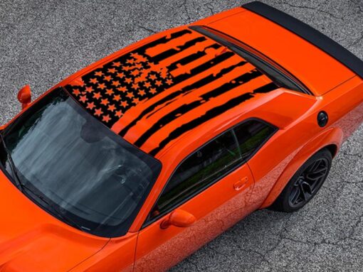 Roof Banner American Flag Style Decal Dodge Challenger US Flag Sticker