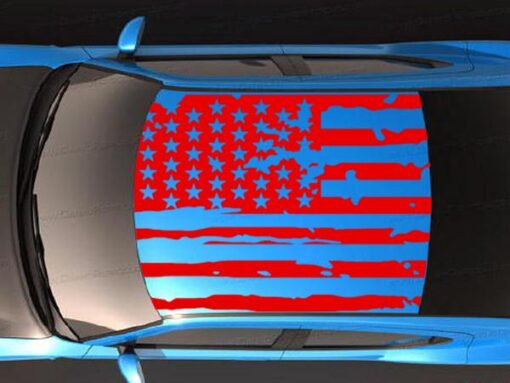 Roof Banner American Flag Style Decal Dodge Avenger US Flag Sticker