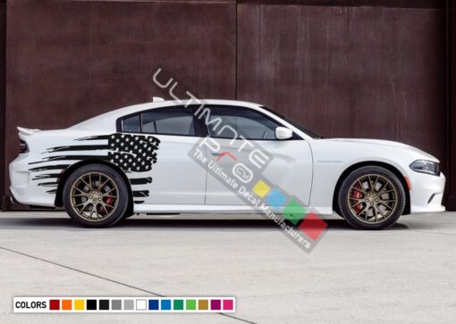 Rear Quarter Panel Kit Sticker American Flag Decal For Dodge Charger 2011 - Present