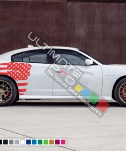 Rear Quarter Panel Kit Sticker American Flag Decal For Dodge Charger 2011 - Present