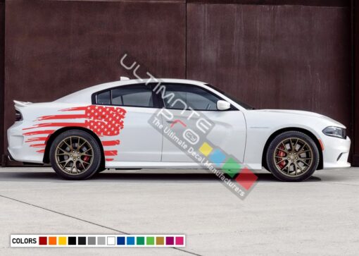 Rear Quarter Panel Kit Sticker American Flag Decal For Dodge Charger 2011 - Present