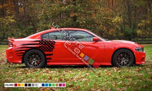 Rear Quarter Panel Kit Sticker American Flag Decal For Dodge Charger 2011 - Present