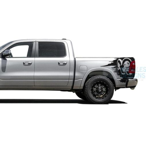 Dodge Sticker Bed Decals Graphics Vinyl For Ram Crew Cab 1500 Black / 2019-Present Side Door Sticker