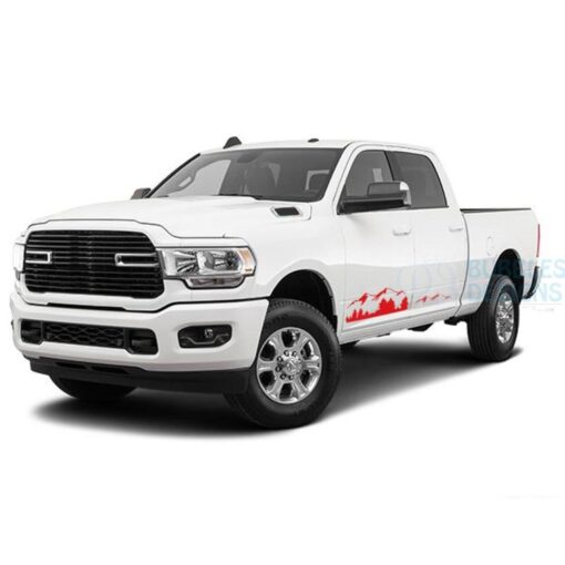 Door Mountains Decals Graphics Vinyl For Dodge Ram Crew Cab 3500 Bed 64 Red / 2019-Present Side Door