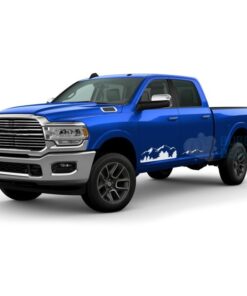 Door Mountains Decals Graphics Vinyl For Dodge Ram Crew Cab 3500 Bed 64 White / 2019-Present Side