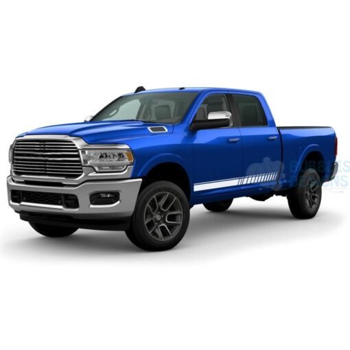 Door Side Stripes Decals Graphics Vinyl For Dodge Ram Crew Cab 3500 Bed 64 White / 2019-Present Side