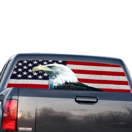 USA Flag Eagle Perforated for GMC Sierra decal 2014 - Present