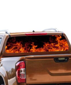 Flames Rear Window Perforated for Nissan Navara decal 2012 - Present