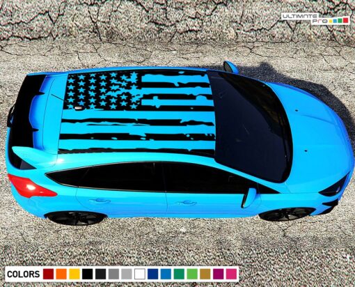 Decal Banner American Flag Compatible with Ford Focus RS 2016- Present