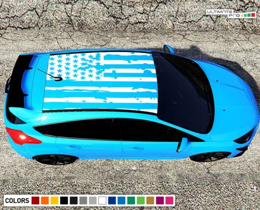 Decal Banner American Flag Compatible with Ford Focus RS 2016- Present