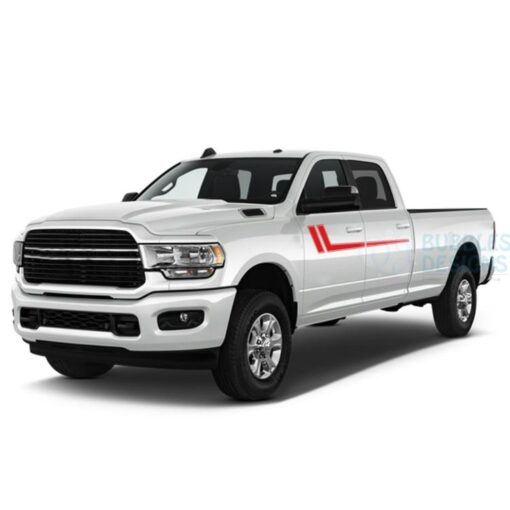 Hockey Stripes Decals Graphics Vinyl For Dodge Ram Crew Cab 3500 Bed 8 Red / 2019-Present Side Door