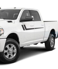 Hockey Stripes Side Door Decals Graphics Vinyl For Dodge Ram Crew Cab 3500 Bed 64 Black /