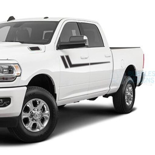 Hockey Stripes Side Door Decals Graphics Vinyl For Dodge Ram Crew Cab 3500 Bed 64 Black /