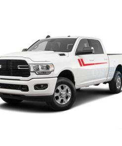 Hockey Stripes Side Door Decals Graphics Vinyl For Dodge Ram Crew Cab 3500 Bed 64 Red / 2019-Present