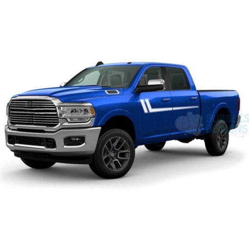 Hockey Stripes Side Door Decals Graphics Vinyl For Dodge Ram Crew Cab 3500 Bed 64 White /