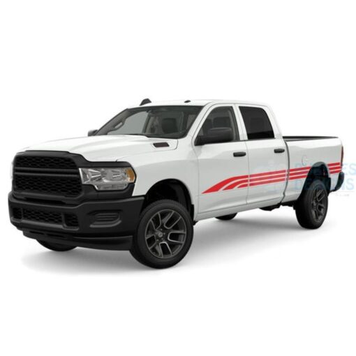 Line Stripes Door Decals Graphics Vinyl For Dodge Ram Crew Cab 2500 Red / 2019-Present Side Door