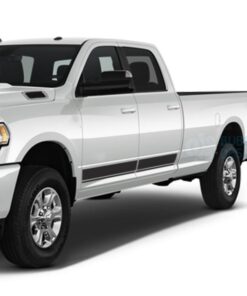 Line Stripes Side Door Decals Graphics Vinyl For Dodge Ram Crew Cab 3500 Bed 8 Black / 2019-Present