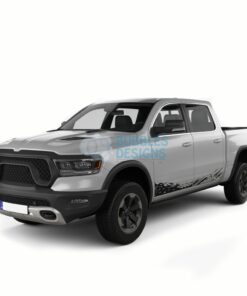 Lower Door Splash Decals Graphics Vinyl For Dodge Ram Crew Cab 1500 Black / 2009-2018 Side Door