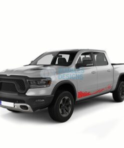 Lower Door Splash Decals Graphics Vinyl For Dodge Ram Crew Cab 1500 Red / 2019-Present Side Door