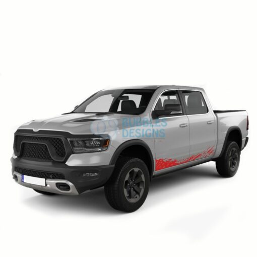 Lower Door Splash Decals Graphics Vinyl For Dodge Ram Crew Cab 1500 Red / 2019-Present Side Door